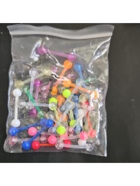 Fovosyo 14G 14mm Acrylic Multicolor Nipple Rings Ball Closure Unisex